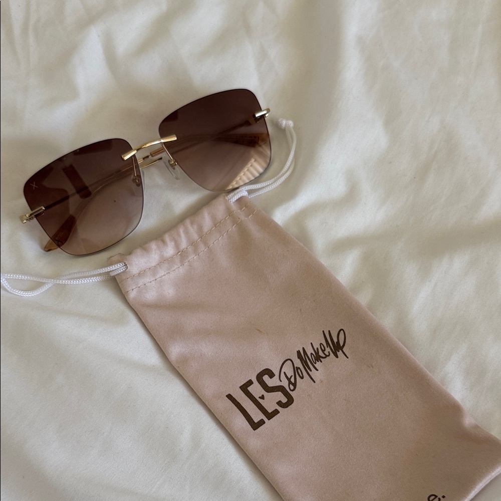 LesDoMakeup x Dime Rose and Gold Square Sunglasses with Case